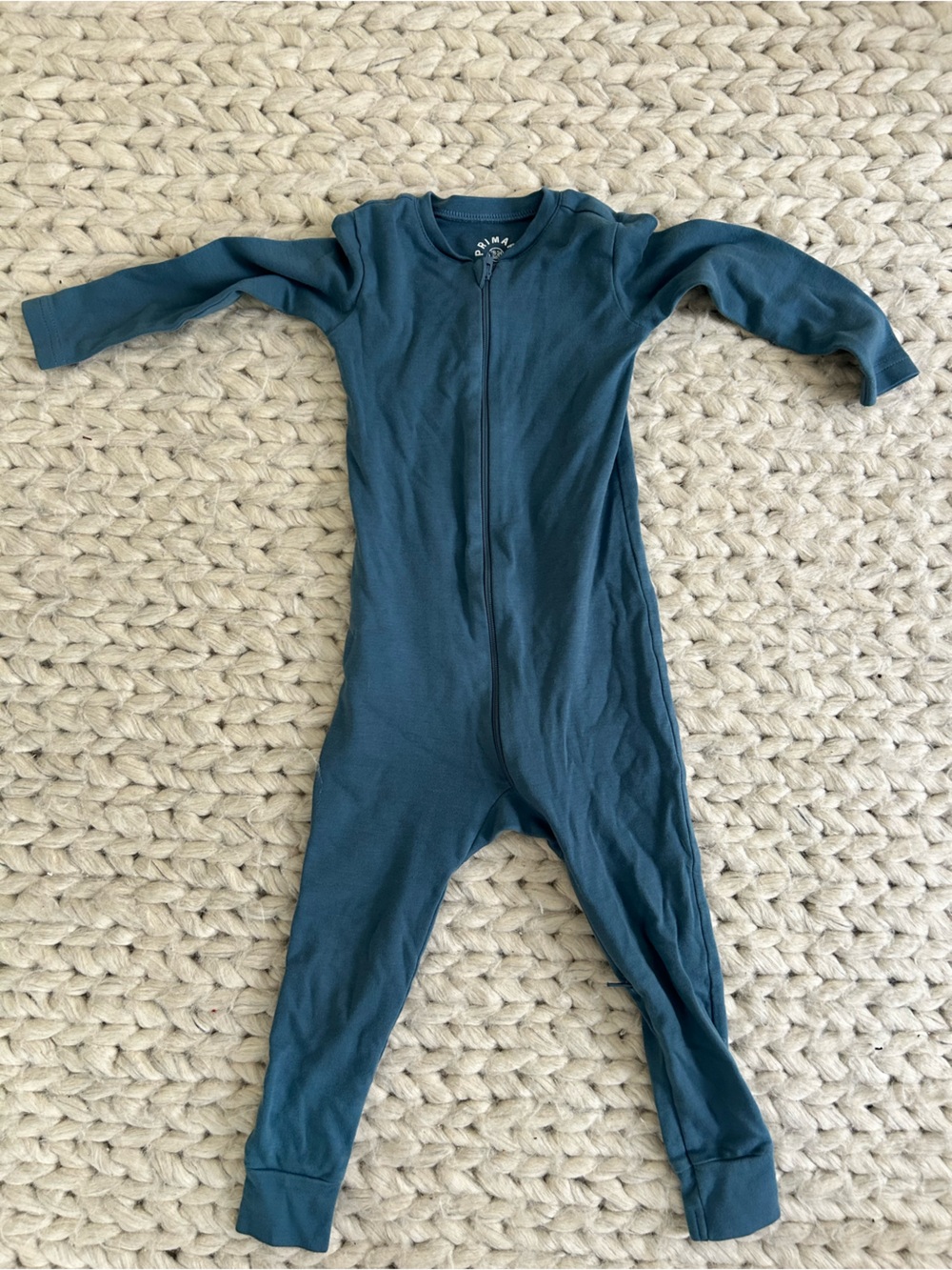 Teal Zippered Kids open Footie One-Piece